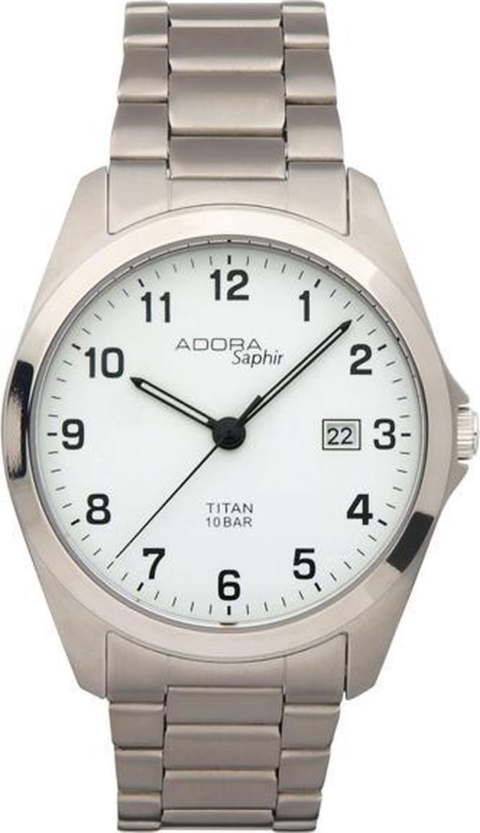 Adora heren polshorloge met saffier glas en titanium band met datumaanduiding AS4291