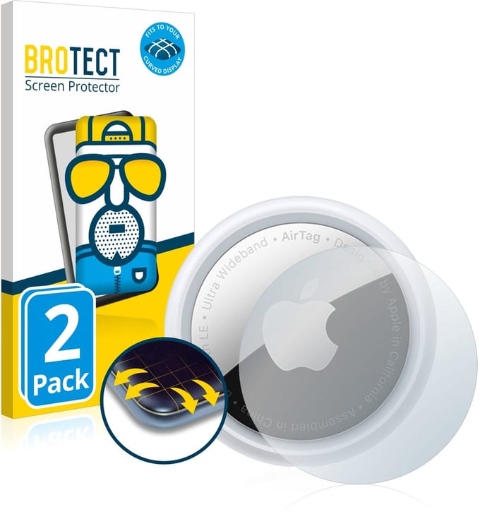 BROTECT - Screenprotector voor Apple AirTag - Folie Beschermfolie matte volledig dekking 2 Stuks