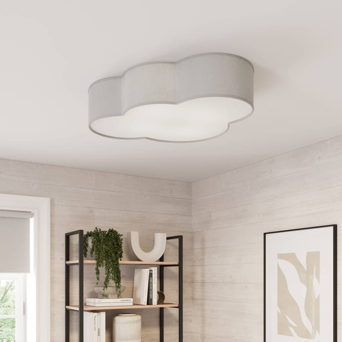 TK Lighting Plafondlamp Cloud van textiel, lengte 62 cm, grijs