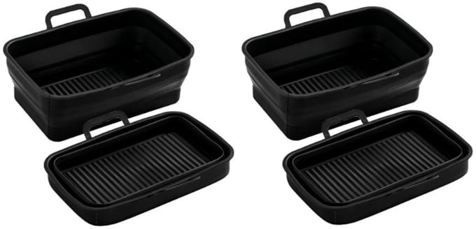 Opvouwbare vierkante Airfryer siliconen kom, 2-pack