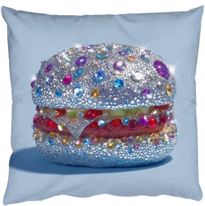 Sierkussens - Kussentjes Woonkamer - 50x50 cm - Glitters - Hamburger - Blauw