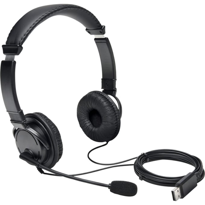 Kensington USB-Hi-Fi-Hoofdtelefoon met Microfoon - met Ruisonderdrukking - Zwart