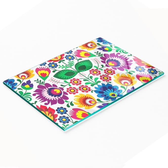 Gehard multifunctioneel decoratief bord van glas met etnisch patroon, 80x52 cm