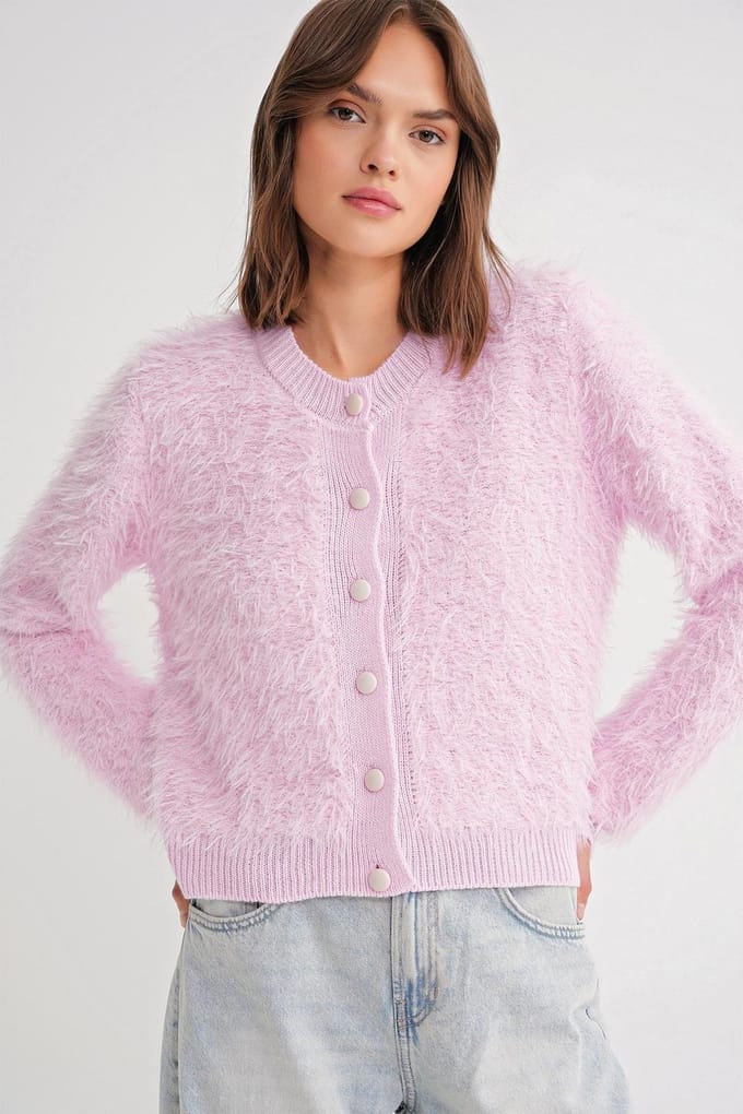 Geknoopte Pluche Textuur Cardigan