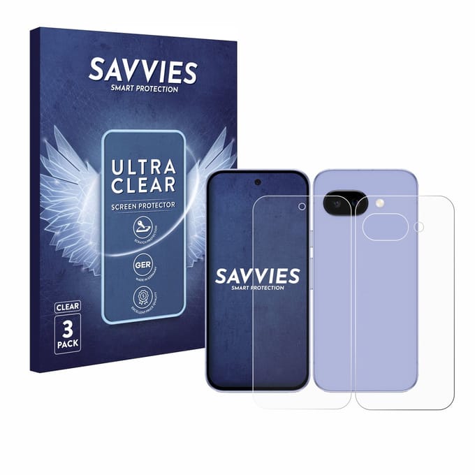 Savvies - Screenprotector voor Google Pixel 9a (Voor+Achter) - Folie Beschermfolie transparant 6 Stuks