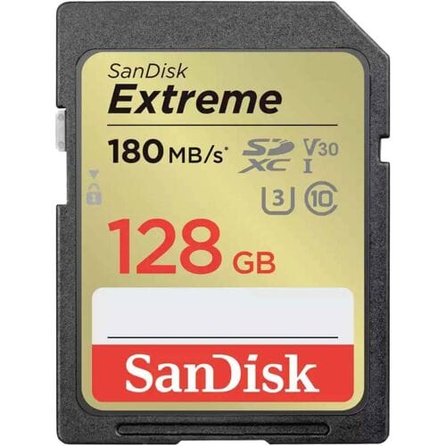 SDXC Geheugenkaart SanDisk Extreme, 128Gb, Klasse 10 / UHS-1 U3 SDSDXVA-128G-GNCIN