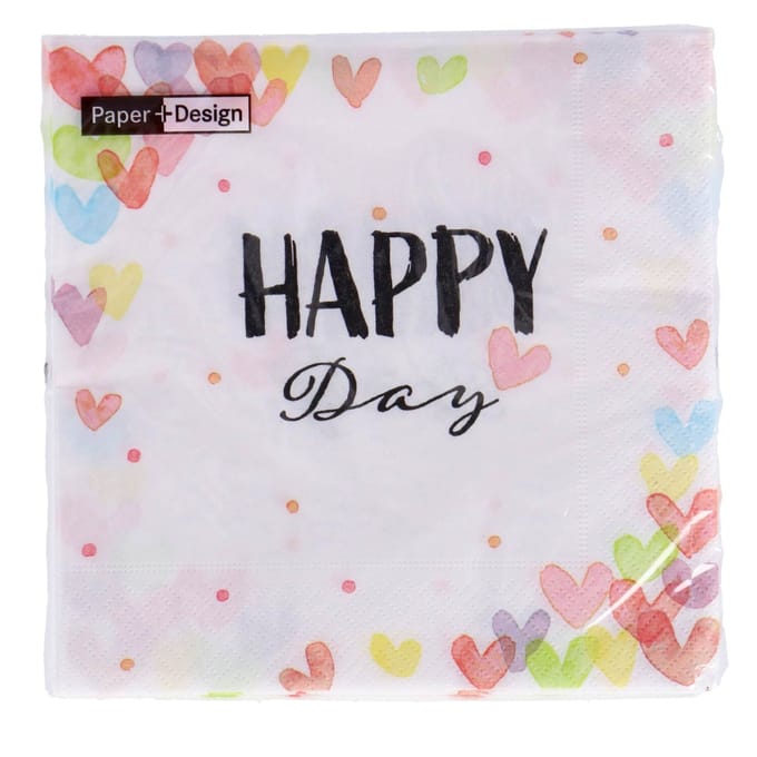 Servetten Hearts Happy 33 x 33 cm