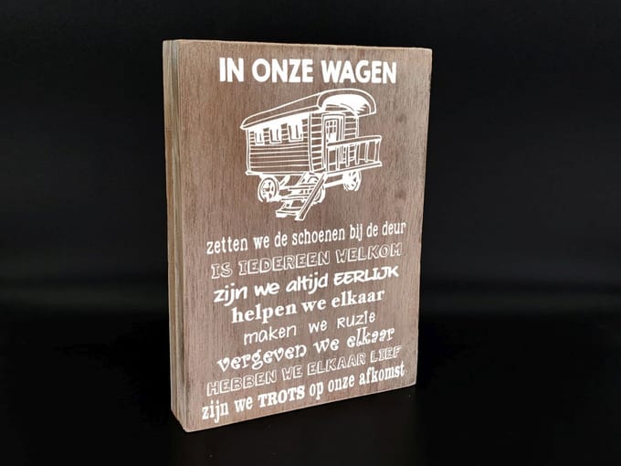 Tekstblok 25x18cm in onze wagen naturel/wit