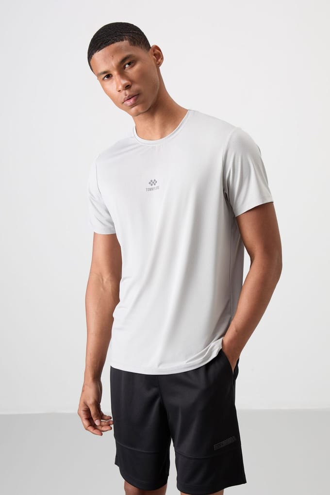 Heren T-shirt met korte mouwen en logo-patch