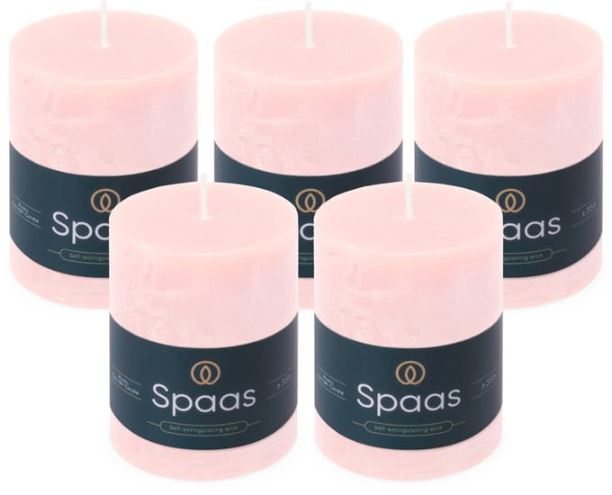 Spaas Rustieke Stompkaarsen - Lichtroze - 70/95mm - circa 35 uur - 5 kaarsen