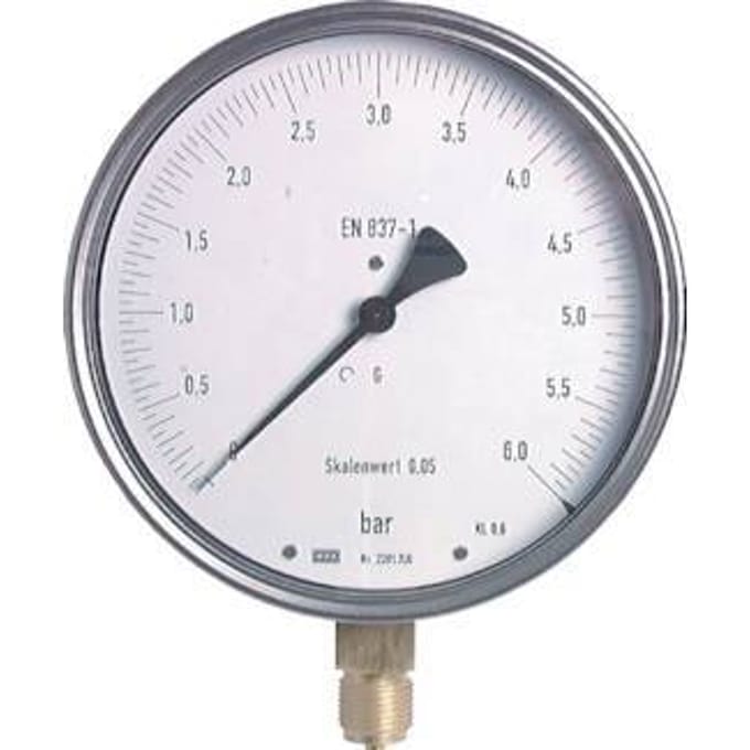 0..1 Bar Manometer Onderaansluiting RVS 160 mm Klasse 0.6 - MW01160SV-P