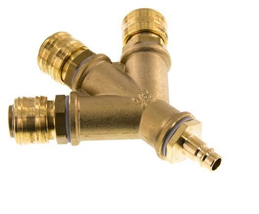 Messing DN 7.2 (Euro) Luchtkoppeling 3-weg 012 - CLS7-B-3W-012