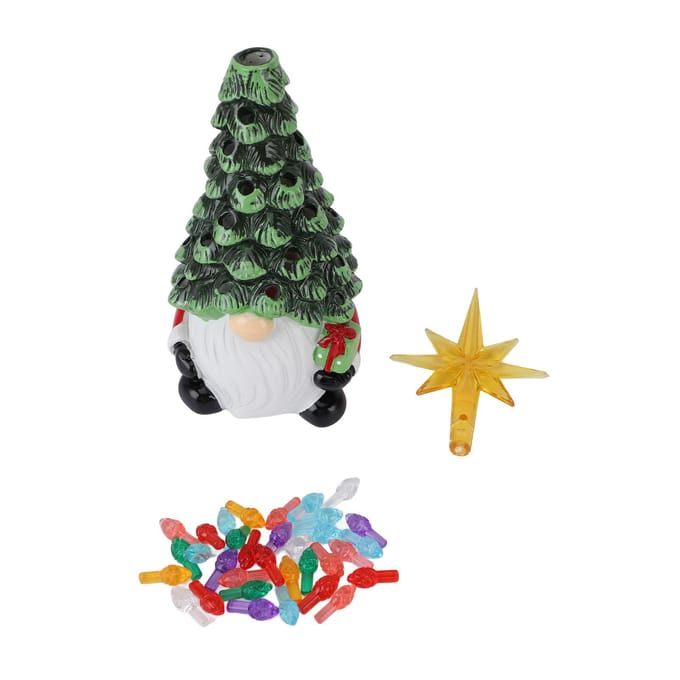 Verlichte Kerstboom Kabouter Hars Exquise Kleurrijk Licht Batterij Aangedreven Gloed Kerstboom Kabouter voor black