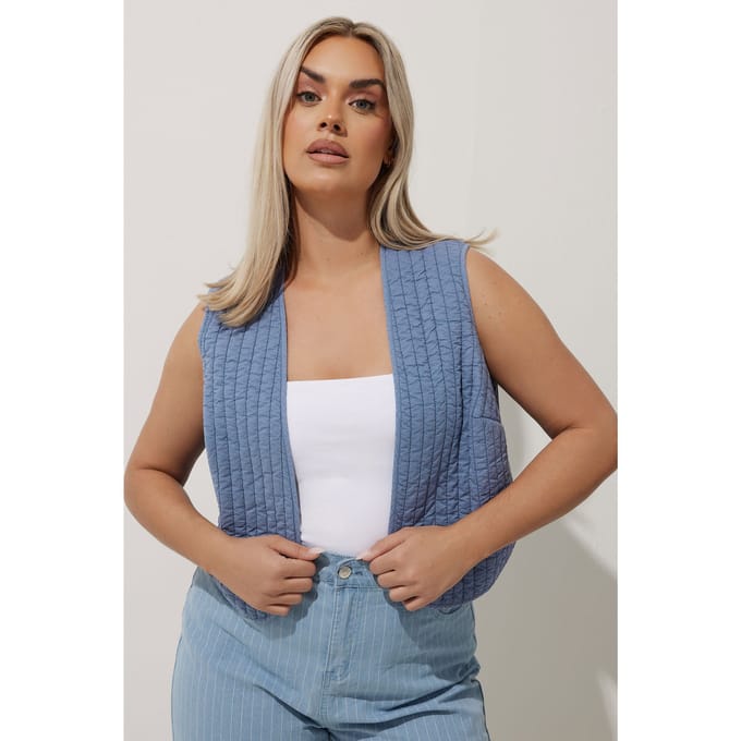 Limited Collection Gewatteerd Gilet In Blauwe Wassing Size 44