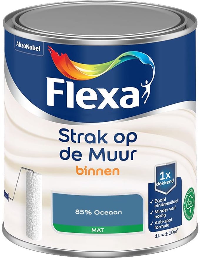 Flexa - Strak Op De Muur Binnen Mat - 85% Oceaan - Mengverf - 1 L