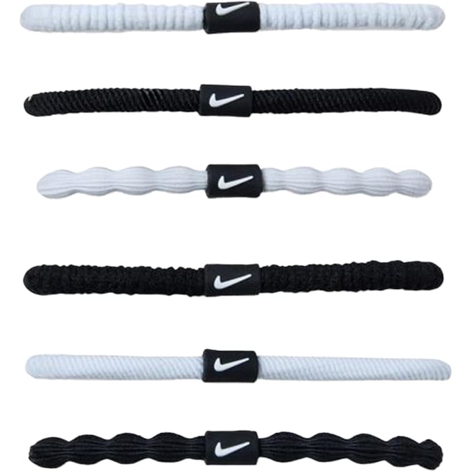 Nike Logo Haarg elastic (Verpakking van 6) (Wit/Zwart)