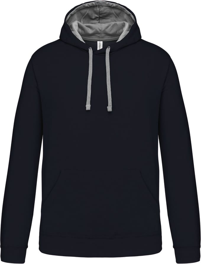 Kariban Hooded sweater met contrasterde capuchon K446 - Navy / Fine Grey - M