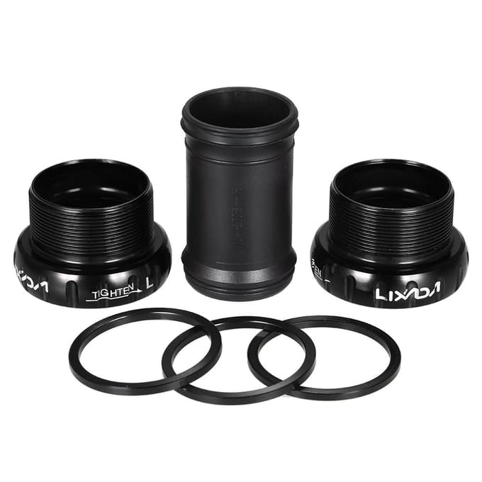 Lixada – support de pédalier en alliage d'aluminium, pour vtt, vélo de montagne, Type de filetage, 68mm/73mm, manivelle BB 2 noir