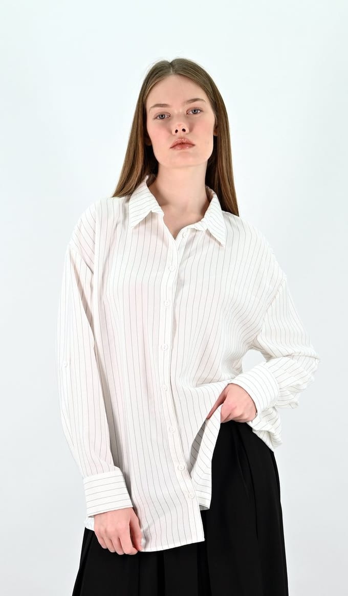 YesMooi - Gestreepte Soepelvallende Blouse - S (36) - 100% Katoen