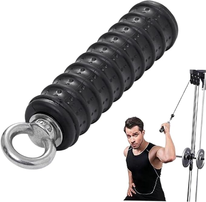Triceps Pull Down - Kabelgreep Krachttraining - Armspieren Trainen - Antislip TPE Rubber - 5.5x1.4 inch - Zwart