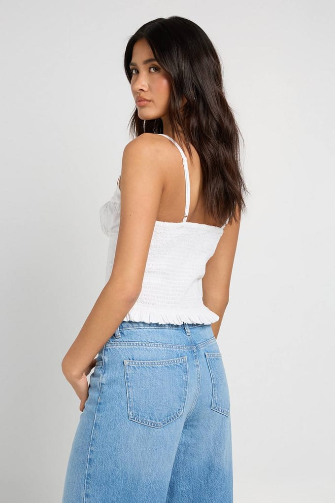 boohoo Dames Corset Met Geborduurd Bustdetail | Wit | Maat: 42