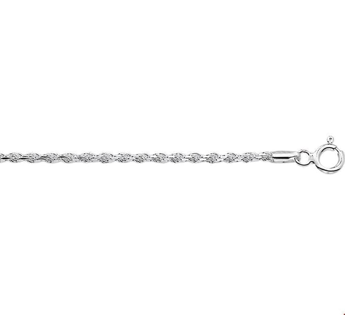 Zilveren Collier koord gediamanteerd 2 1002188 45 cm