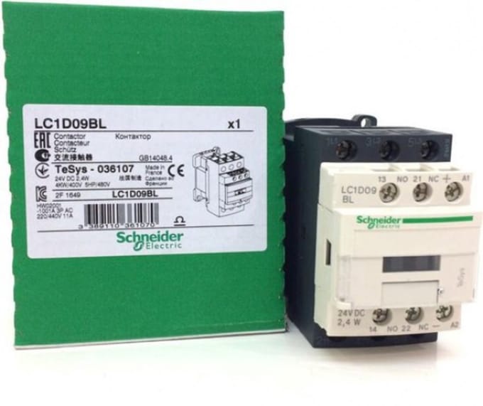 Schneider Electric Tesys D contactor lc1d09bl 3p(3 no) - ac-3 - 440 v 9 A - 24 v dc bobina