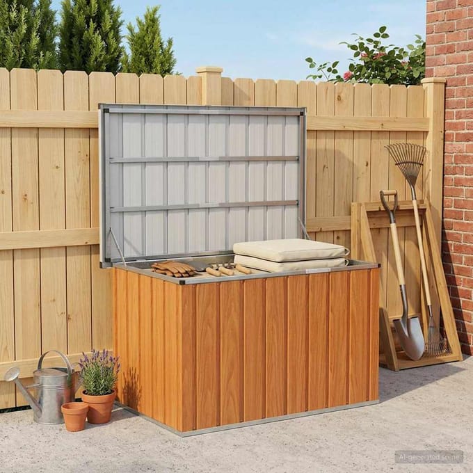 vidaXL - Buitopslagdoos - Hout - 109 - x - 67 - x - 65 - cm - Gegalvaniseerd - staal