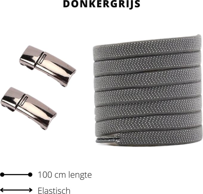 Beste Veters - Veters - Veters elastische - Veters magnetische - Schoenaccessoires - Veters 100 cm - Veters grijs