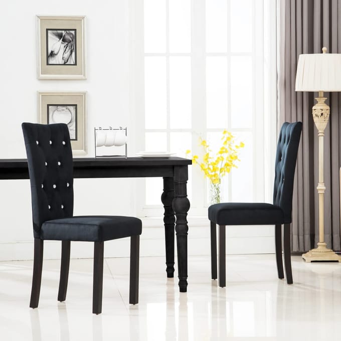 vidaXL - Eetkamerstoelen - 2 - st - fluweel - zwart