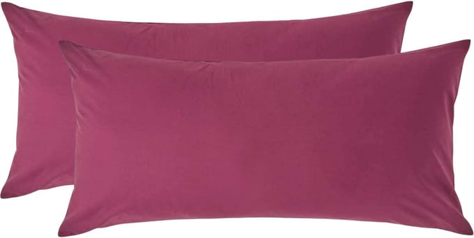 Homescapes Kussensloop 40x80 cm Set van 2 – Bordeaux – 100% Egyptisch Perkal Katoen – 200 TC