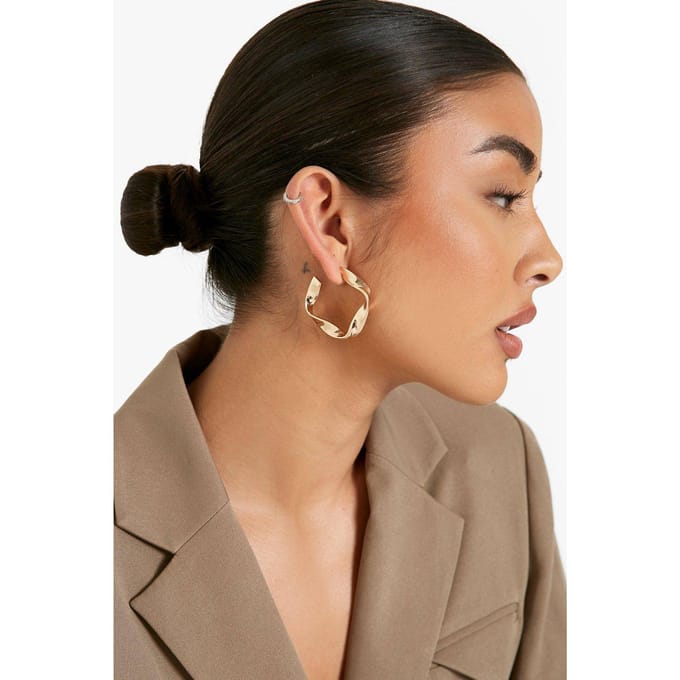 boohoo Dames Gouden Twist Hoepeloorringen