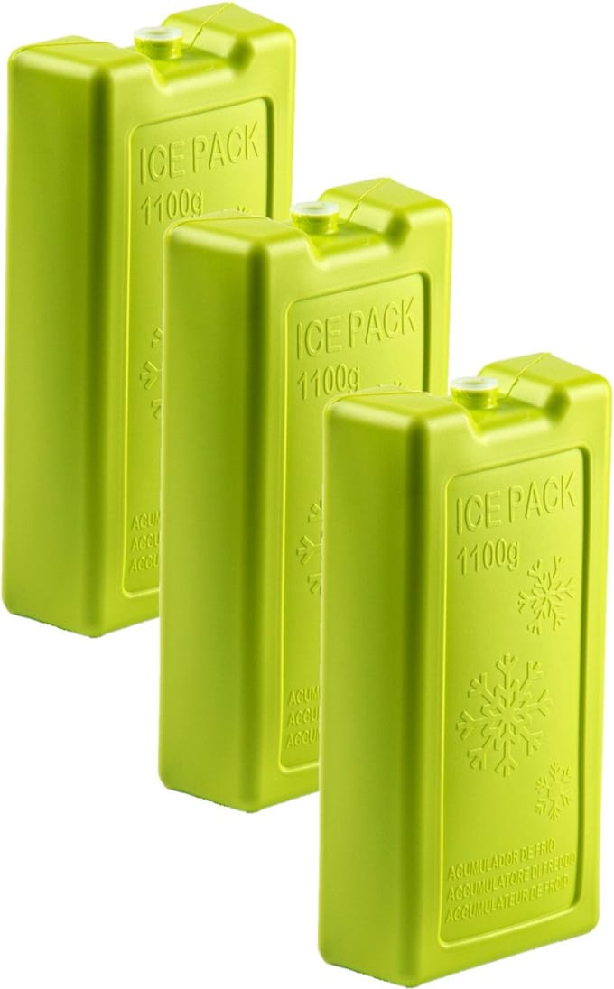 Plasticforte koelelementen - 6x stuks - 1100 ml - 22 x 11 x 5 cm - groen - kunststof