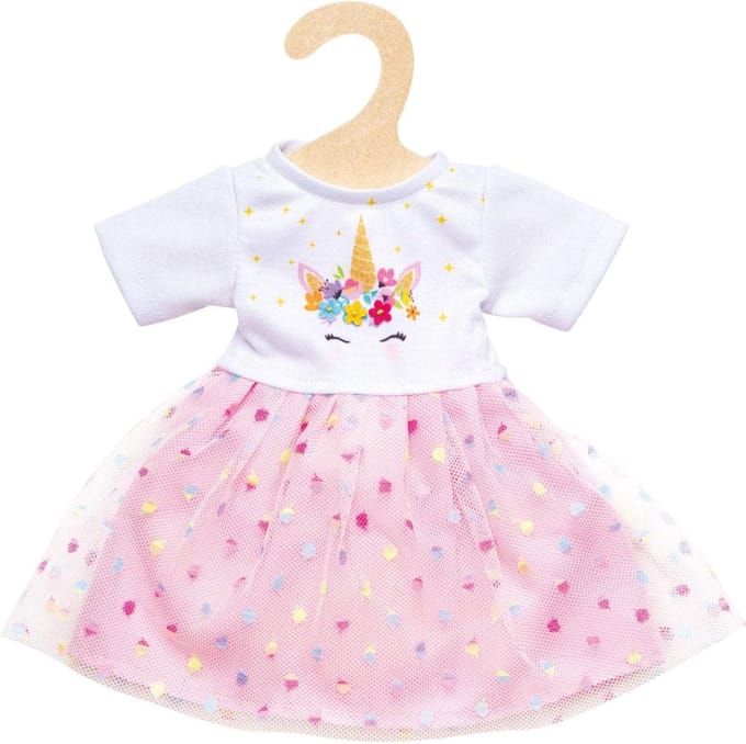 Heless Poppenkleding Jurk Eenhoorn 28-35 Cm Wit/roze 2-delig
