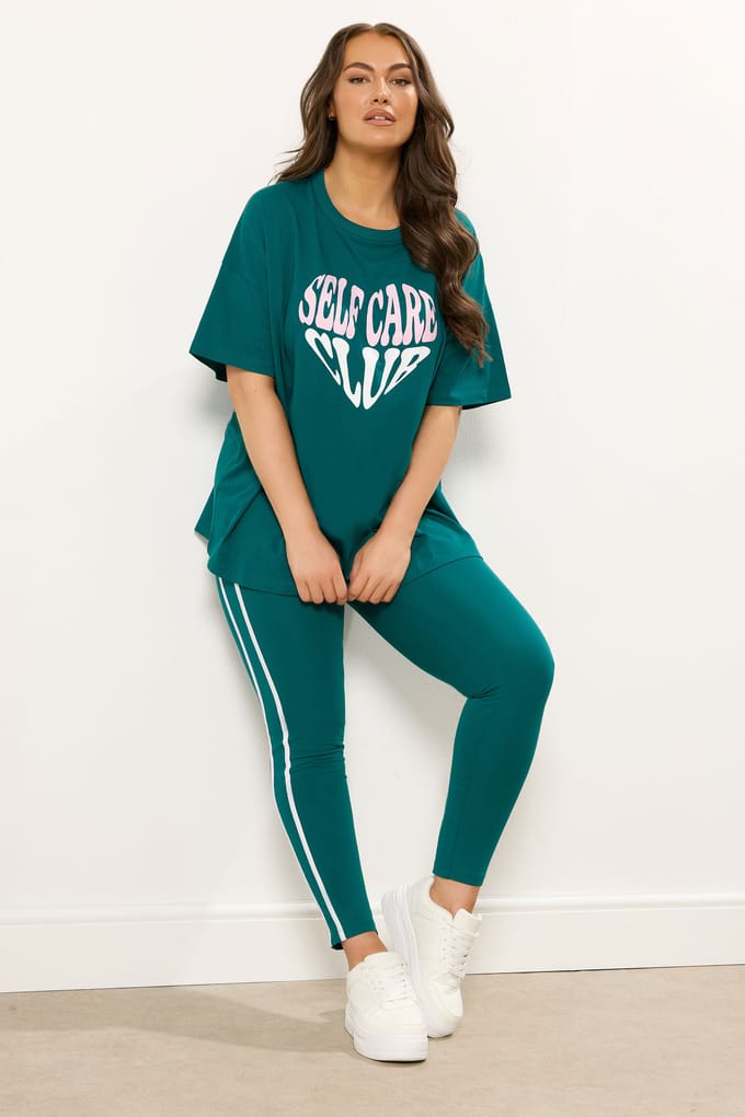 Yours Active Teal Green Side Stripe Legging Size 42