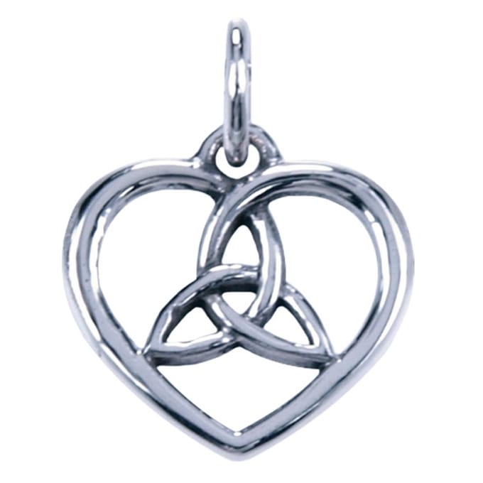 Zilveren Keltische hart ketting hanger - met triqueta