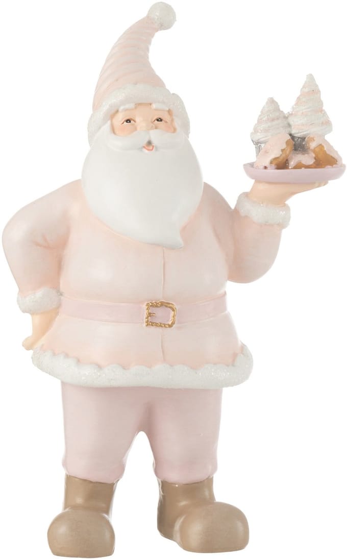 J-Line figuur Kerstman cake - polyresin - wit/roze
