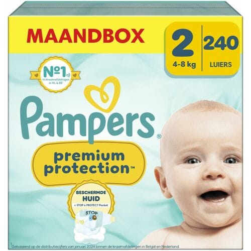 Pampers Premium Protection Maat 2 - 240 Luiers - 4kg-8kg - Maandbox