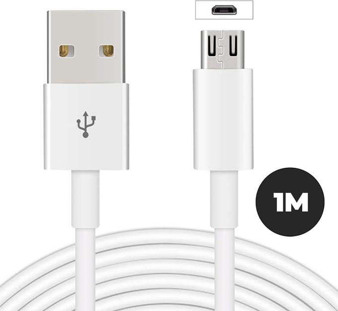 Micro USB kabel 1 meter – USB naar Micro USB oplaadkabel - geschikt voor Samsung, Huawei en HTC – wit – WiseQ
