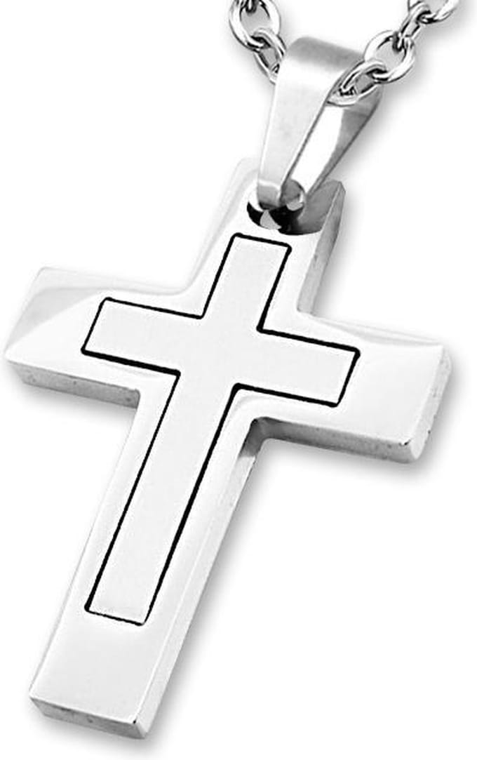 Amanto Ketting Danick - 316L Staal - Kruis - 31x22mm - 50cm