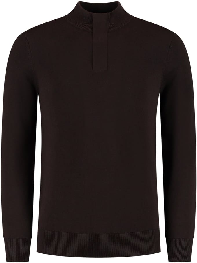 Pure Path Trui Regular Fit Half Zip Knitwear 25030815 96 Dark Brown Mannen Maat - M