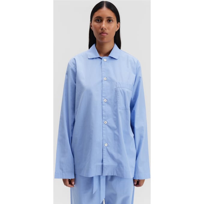 Tekla Unisex Poplin, Pyjamas Shirt Cornflower Blue Größe: M | Nachtwäsche Outlet | Unisex | Blau