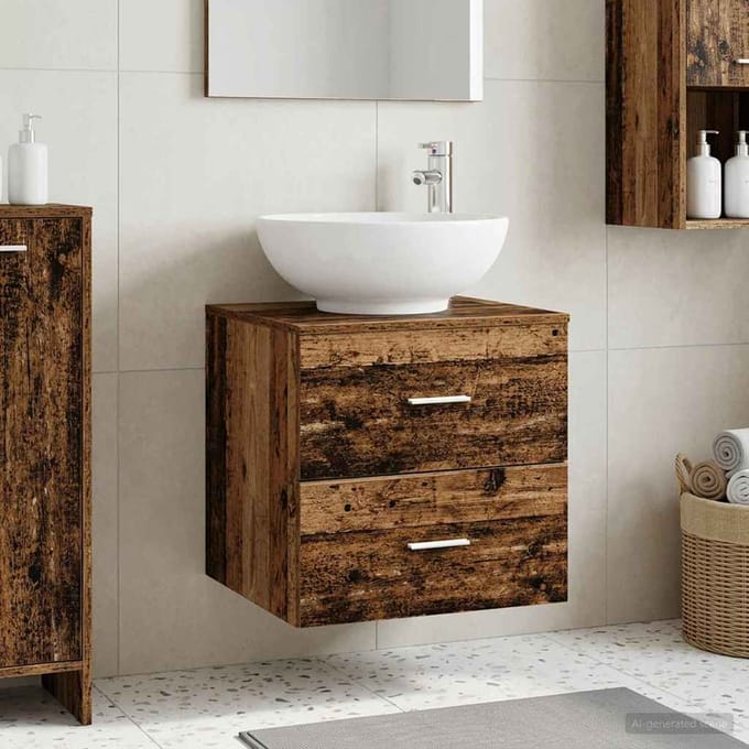 vidaXL - Wandgemonteerde - wastafel - van - een - meubel - Oud - hout