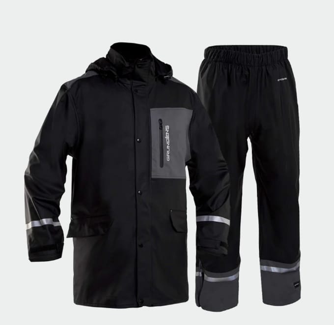 Grundens Sunnan Regenpak zwart: jas & broek Waterproof (extra large)