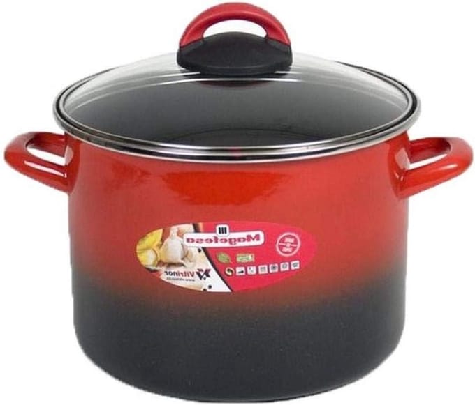 Kookpan Met Deksel - Hoge Pan - Eten Bereiden - Dubbele Non-stick Laag - 20 cm - Rood