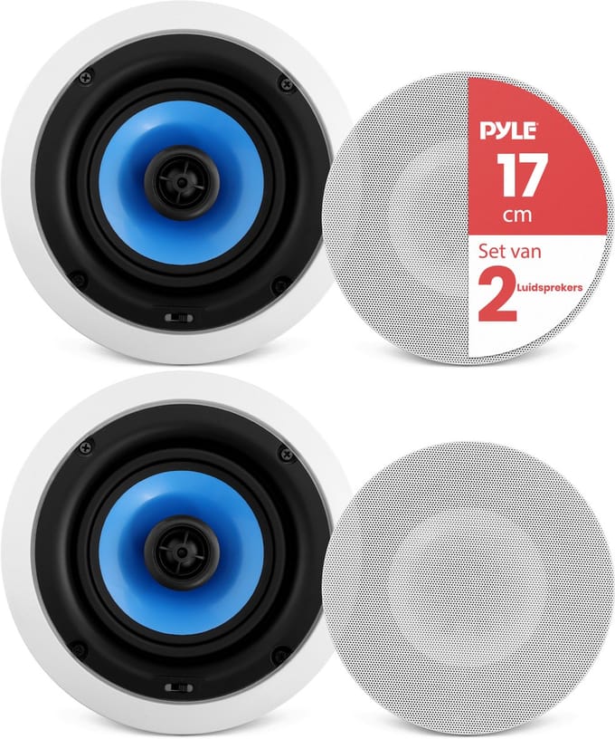 Pyle Luidsprekers –Plafondluidsprekers- Wandluidsprekers – Set van 2 Luidsprekersysteem - 2- weg Speakers- Inbouwluidsprekers voor Thuis - Plafondspeakers - 250 Watt