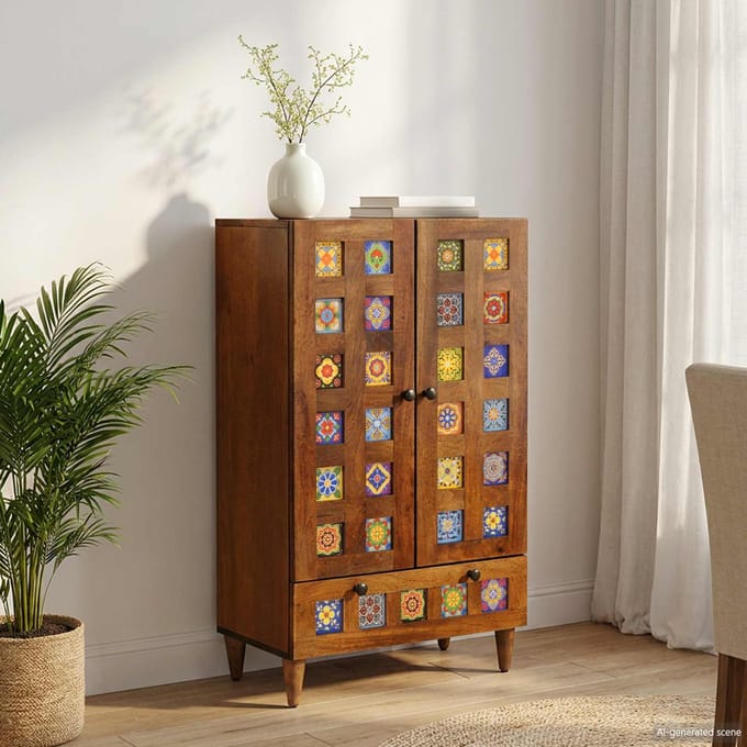 vidaXL - Highboard - Walnotenhout - 60 - x - 33,5 - x - 100 - cm - Massief - Mango - Hout