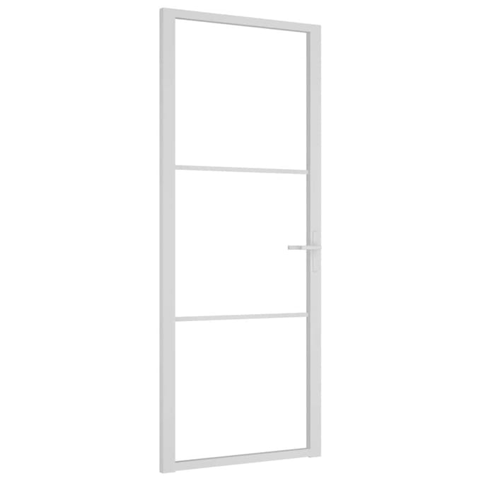 vidaXL - Glazen - deur - 83 - x - 201,5 - cm - Aluminium - Wit - en - Transparant