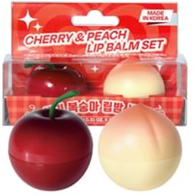 Pretty skin - Cherry & Peach Lip Balm Set 2 pcs