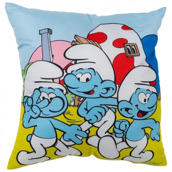 Smurf kussen - 3 smurfen maken lol - De smurfen - 100% polyester.